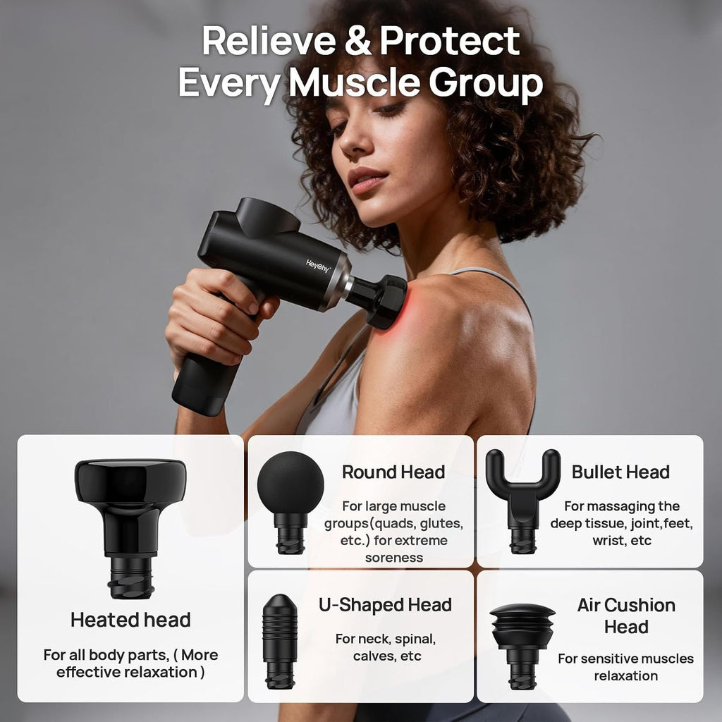 Massage Gun Deep Tissue Portable Muscle Massager Heat Therapy 12mm | LED Display, 12mm Deep Tissue Relief Back Neck Shoulder Legs, Quiet Home Gym Travel, Men Women Athletes,FSA Eligible HSA