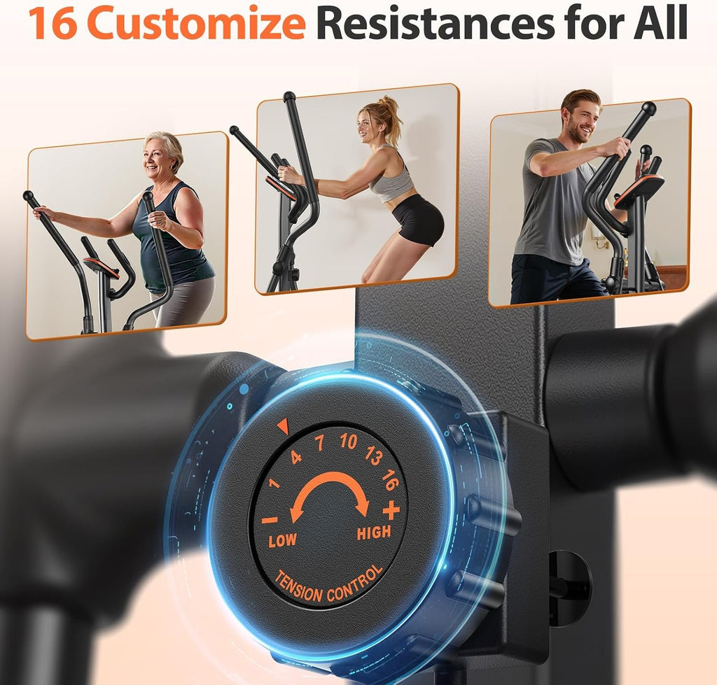 Niceday Elliptical Exercise Machine, Elliptical Machine for Home, Magnetic Elliptical Trainer with 15.5IN-20IN Stride, 16 Resistance Levels, 400LBS Loading Capacity, Support Kinomap APP