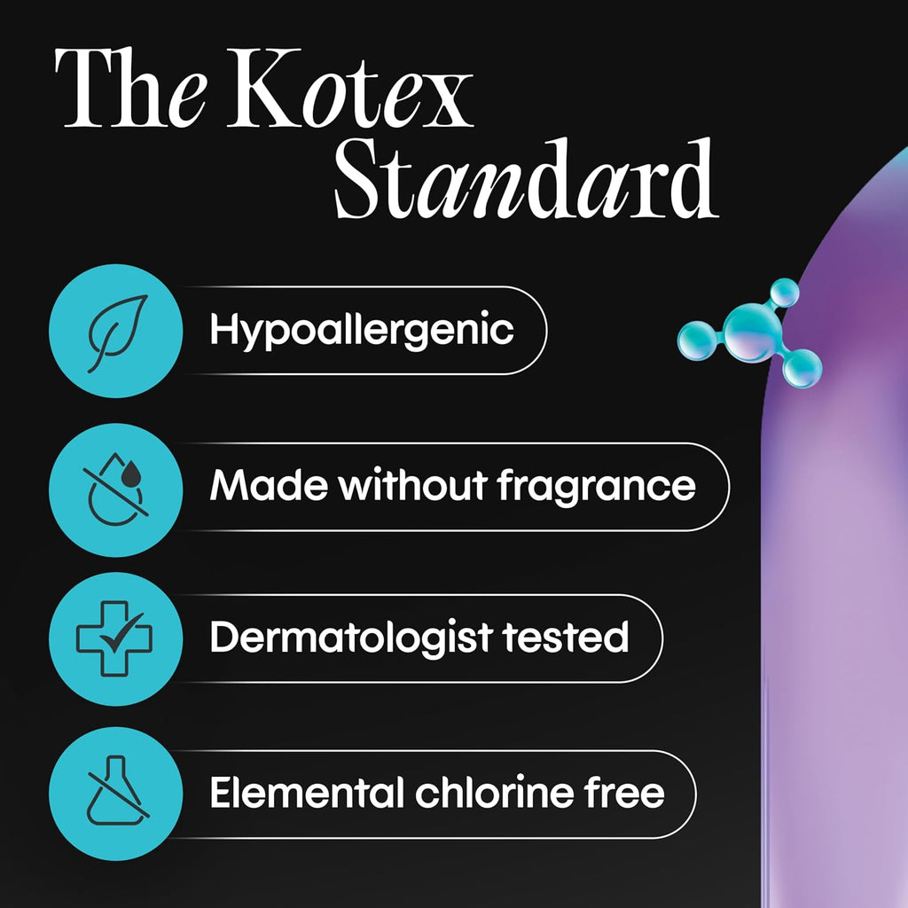 Kotex BioCare Ultra Thin Pads, Wings, Heavy, 72 Count, 3 Packs of 24