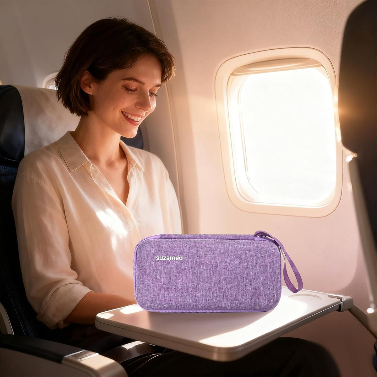 suzamed Insulin Cooler Travel Case, 2x150g Ice Pack TSA Approved, Purple | EVA Insulation Travel Medicine Kit for 1-5 Pens & Diabetic Supplies, Diabetes Care, Portable Handle for Daily Use & Trip