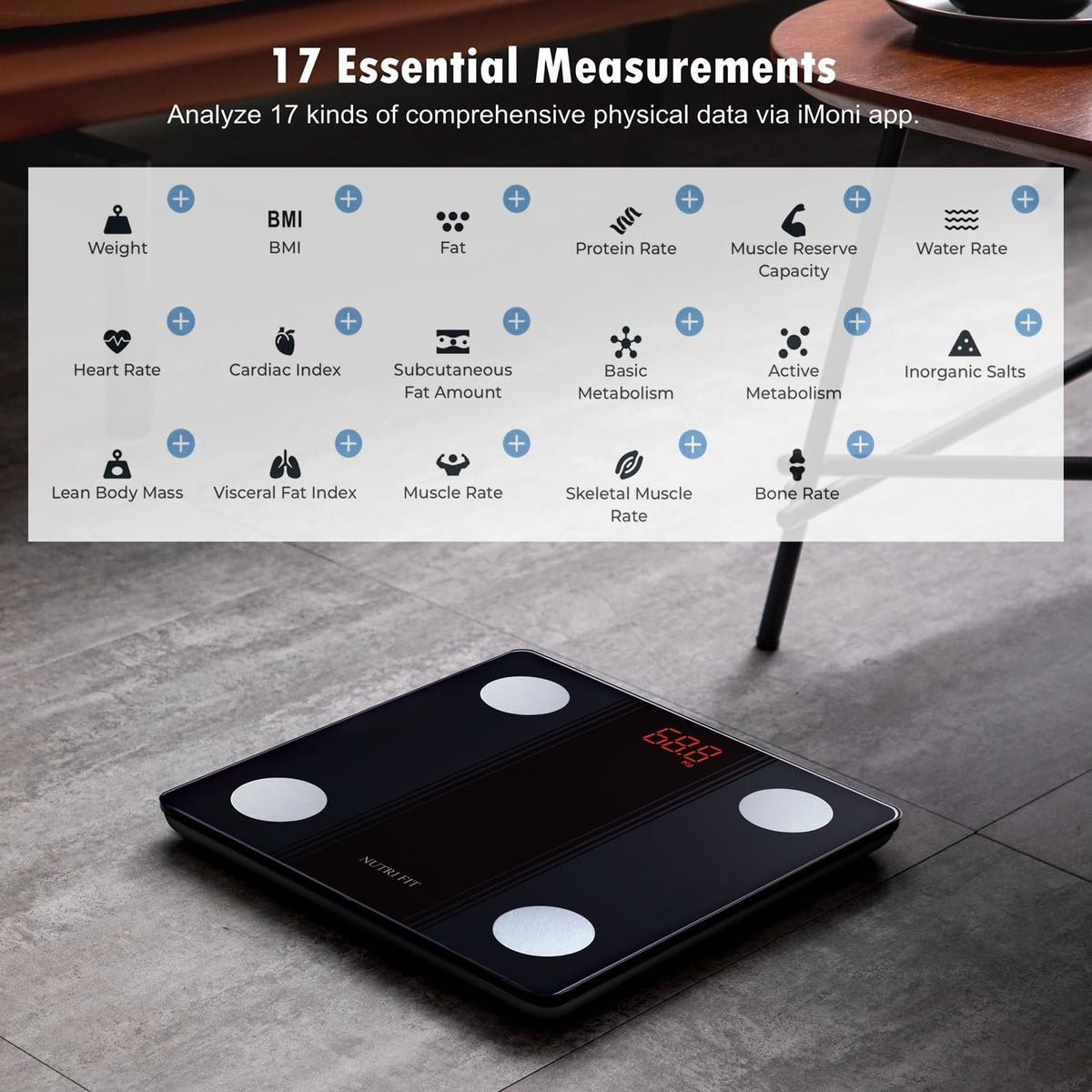 NUTRI FIT Bathroom Scale Smart Digital Bluetooth Scales for Body Weight