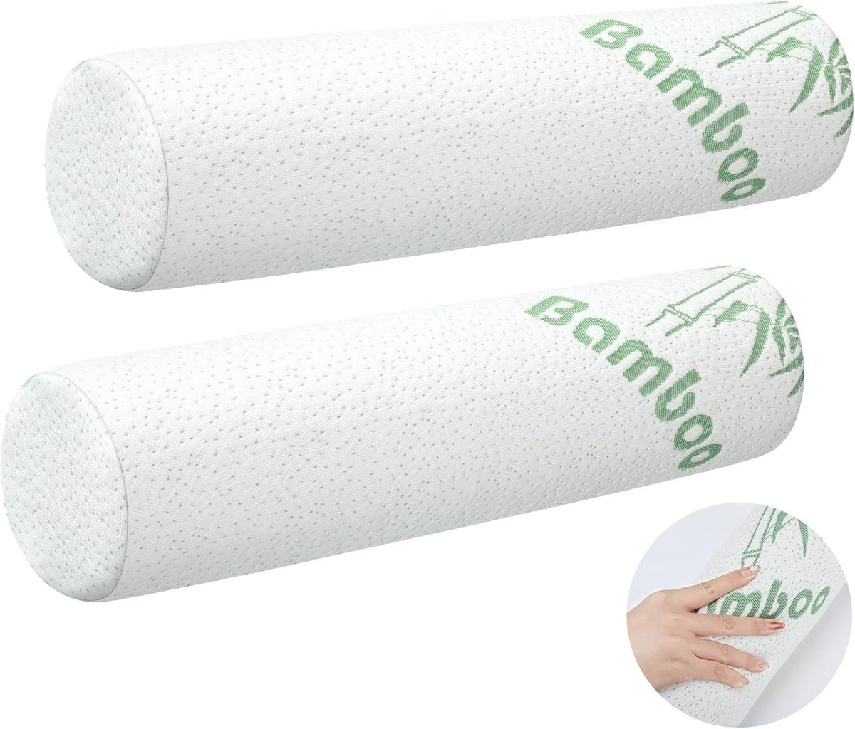 Bucherry 2 Pcs Memory Foam Neck Roll Pillow 18 x 4 Inches