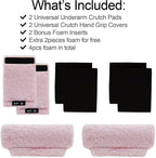 Crutches Padding Fuzzy Crutch Pads for Armpits and Hand Grips | Universal Crutch Fit, Soft Fluffy Cushions, Machine Washable, Underarm and Hand Grip Covers, Pink,crutch cover crutch pillows