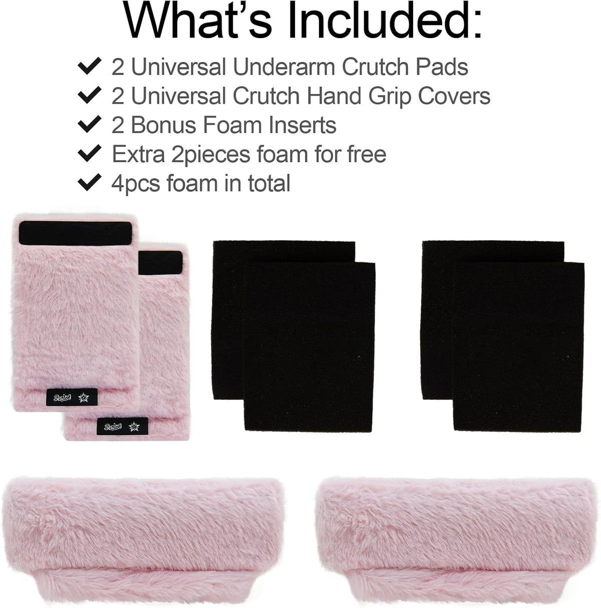 Crutches Padding Fuzzy Crutch Pads for Armpits and Hand Grips | Universal Crutch Fit, Soft Fluffy Cushions, Machine Washable, Underarm and Hand Grip Covers, Pink,crutch cover crutch pillows