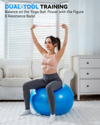 Exercise Ball - Anti-Burst Yoga Ball for Pilates, Pregnancy & Core Stability - Ergonomic Office Desk Ball Chair & Physical Therapy Equipment, Quick Pump Included