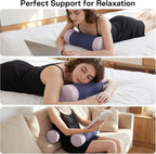Neck Roll Pillow - Cooling Cover Round Neck Pillow for Sleeping - Memory Foam Cervical Roll Pillow - Ergonomic Bolster Pillow for Neck, Leg, Back, Yoga, Relaxing (Blue Purple)