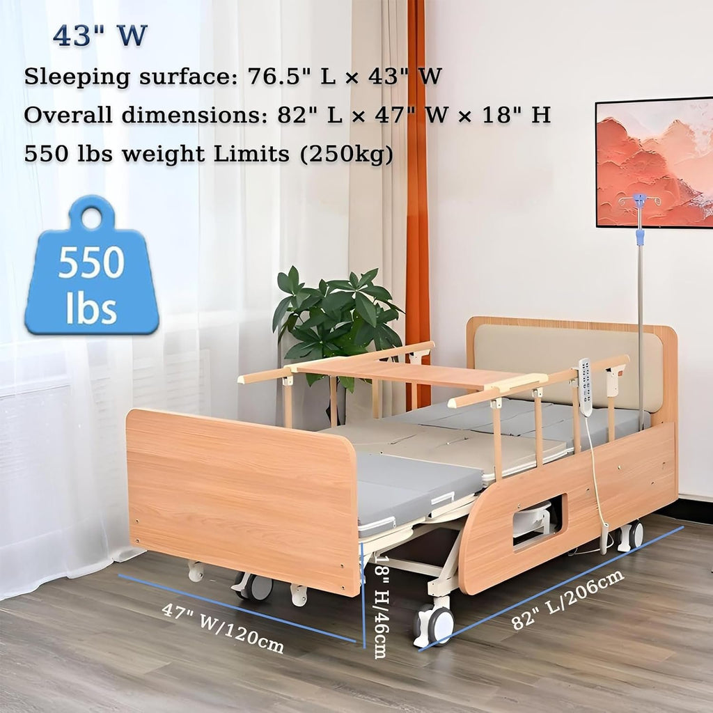 Extra Wide Full Electric Adjustable Hospital Beds for Home Nursinghome Use | Ultra Wide Medical Bed with Mattress , Built in Toilet, Adjustable Height & lateral tilting for Elderly Seniors Disabled