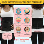 Camby 3 in 1 Postpartum belt after delivery for Post pregnancy Recovery | After Normal/C-section delivery | Maternity Abdominal Binder | Postnatal shapewear (Free Size) (Black)