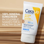 CeraVe Tinted Sunscreen for Face, Mineral SPF 30 Moisturizer, Medium, 1.7oz | Skin Care, Face Sunscreen, Hyaluronic Acid, Zinc Oxide, Titanium Dioxide, Sheer Tint, Healthy Glow, Blends Seamlessly
