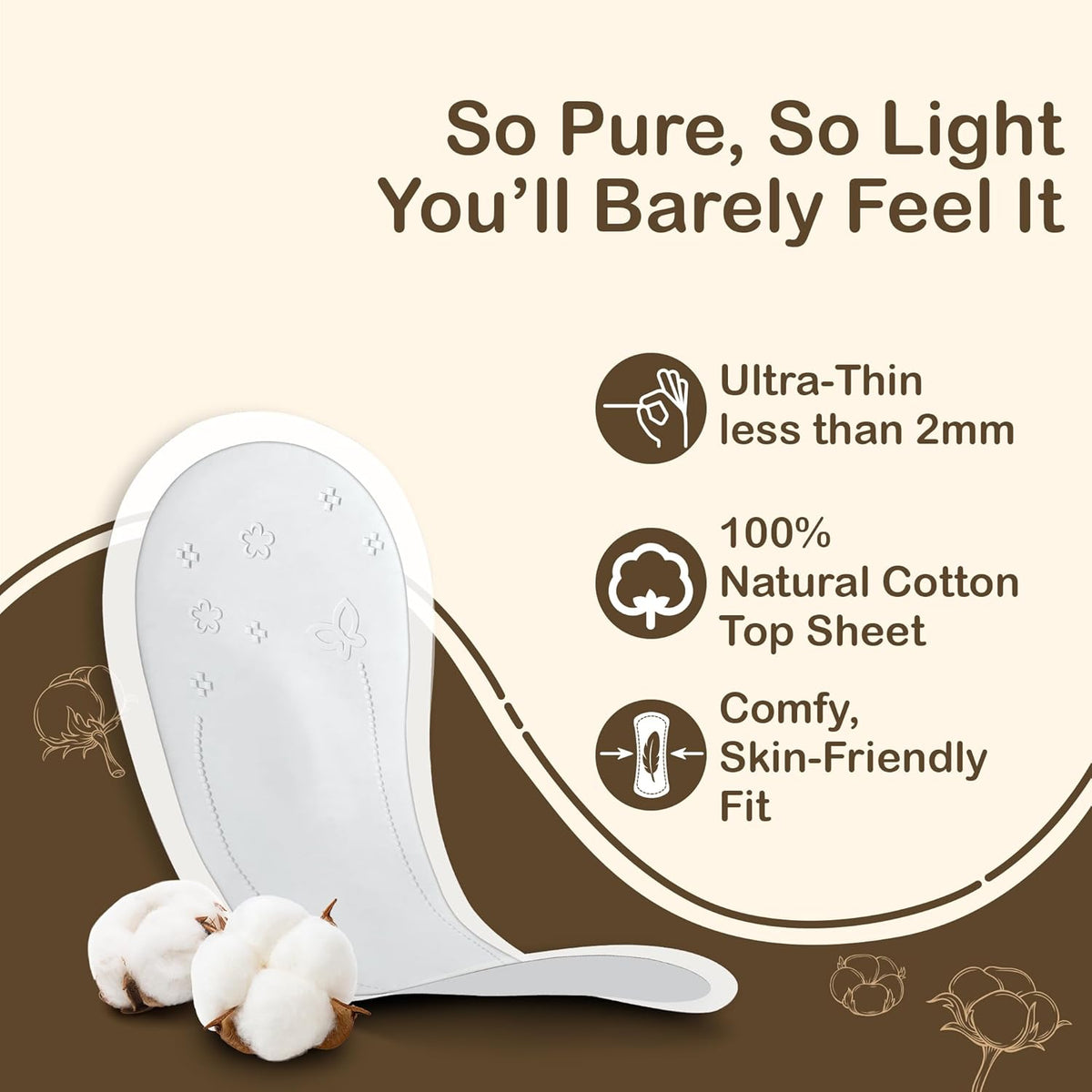 Evereve Pure Cotton Panty Liners for Women, 180mm, Pack of 60, Ultra-Soft, Breathable & Rash-Free, Ideal for Daily Discharge, Spotting & Everyday Freshness, All Day Comfort for Non-Period Days