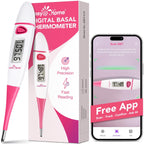 easy@Home Digital Basal Body Thermometer for Adults - Ovulation BBT | Precise 1/100th Degree Tracking. Flexible Waterproof Tip & Memory Recall. Auto Scan with Premom App