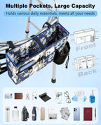 Rhino Valley Walker Bags for Folding Walker Accessories for Seniors,Cosmos | Secure Fit Walker Basket with Cup Holder, Large Capacity Foldable Detachable Folding Walker Pouch Organizer for Elderly Gifts