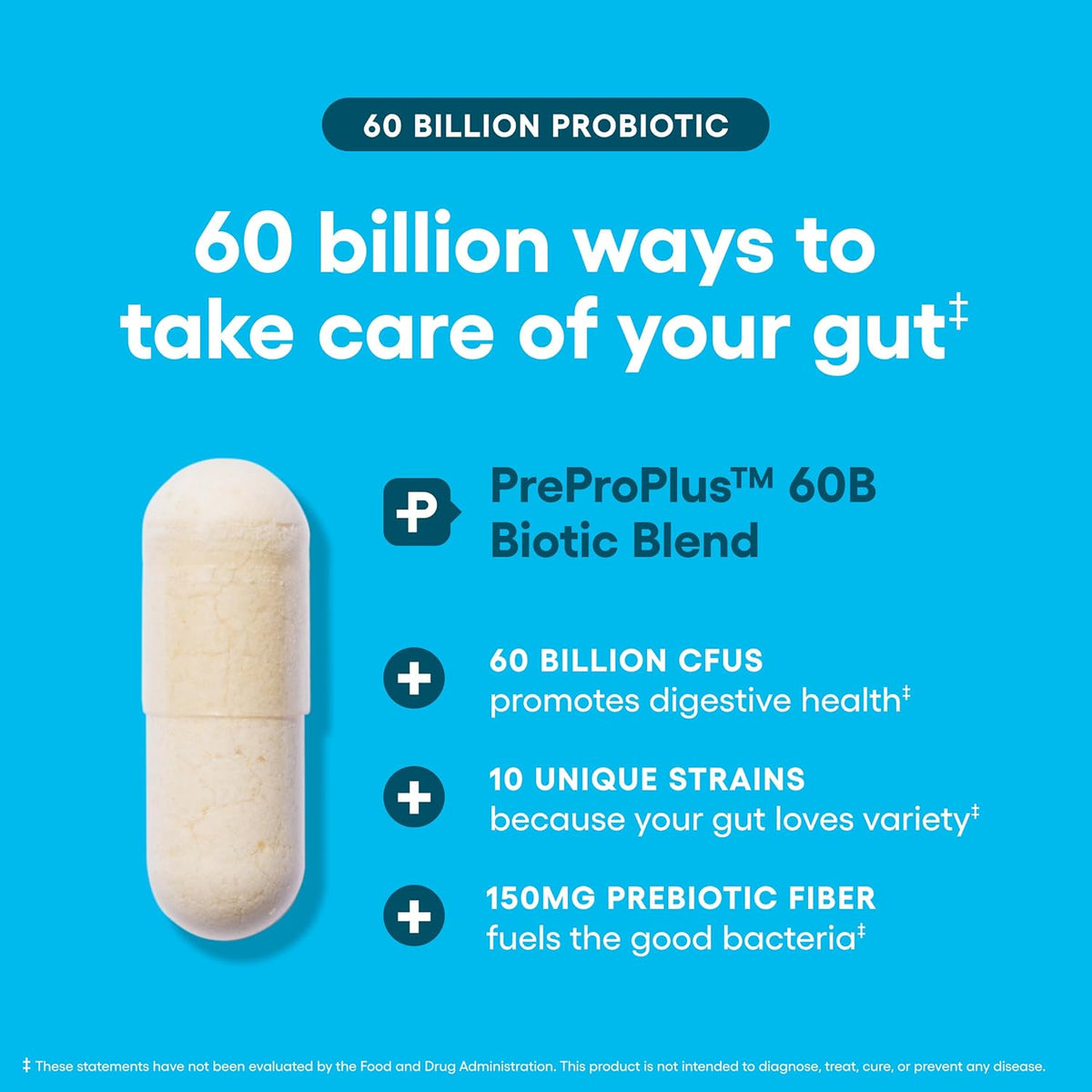 Physician's CHOICE Probiotics 60 Billion CFU - 10 Strains + Organic Prebiotics - Immune, Digestive & Gut Health - Supports Occasional Constipation, Diarrhea, Gas & Bloating - for Women & Men - 60ct