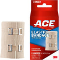 ACE 3 Inch Elastic Bandage with Clips, Beige, Great for Elbow, Ankle, Knee and More, Ideal for Sports, Comfortable design with soft feel, Wash and Reuse | Great for Elbow, Ankle, Knee, Ideal for Sports, Comfortable Design with Soft Feel, Wash and Reuse