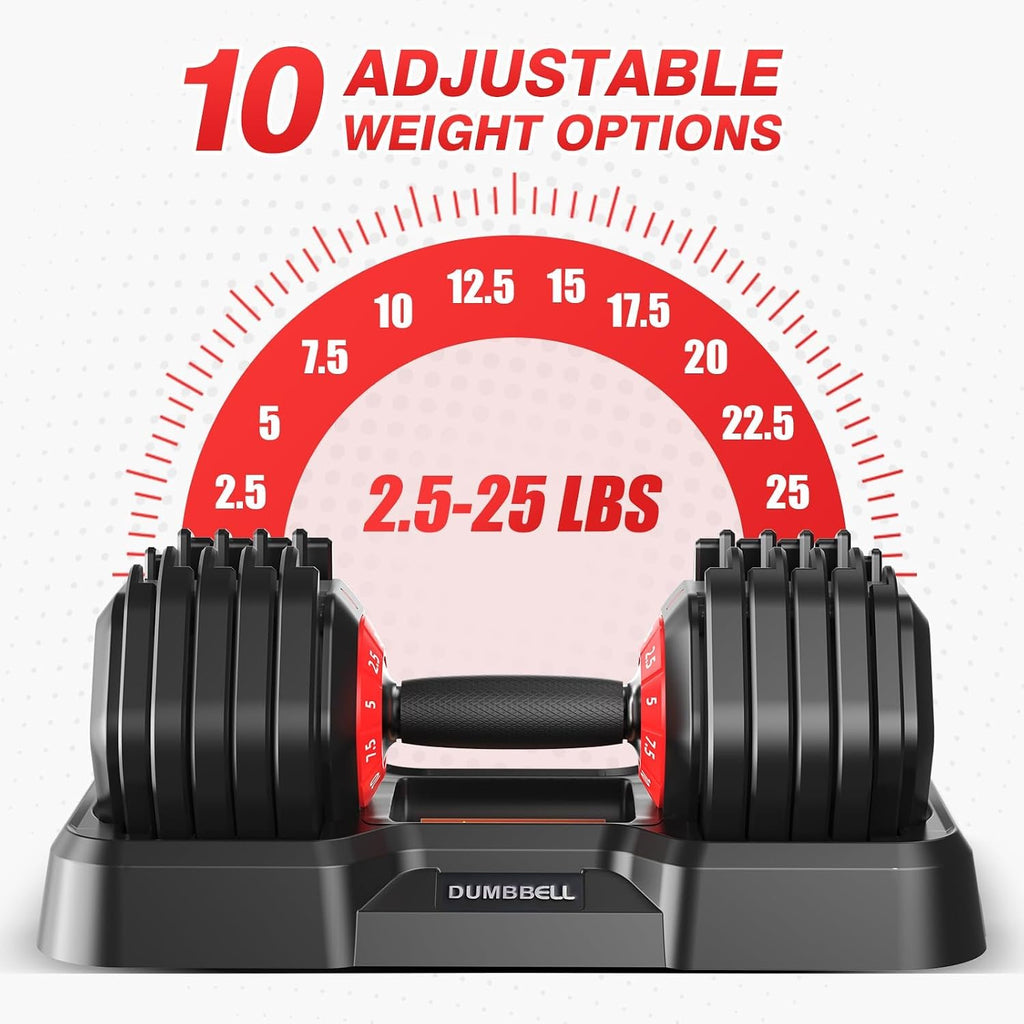 Adjustable Dumbbells Set All in One Free Weights Set for Home Gym | 25/26.5/52.5/55/85lbs Weights Dumbbells Set, 1 Sec Adjust Weights with Anti-Slip Handle for Home Fitness