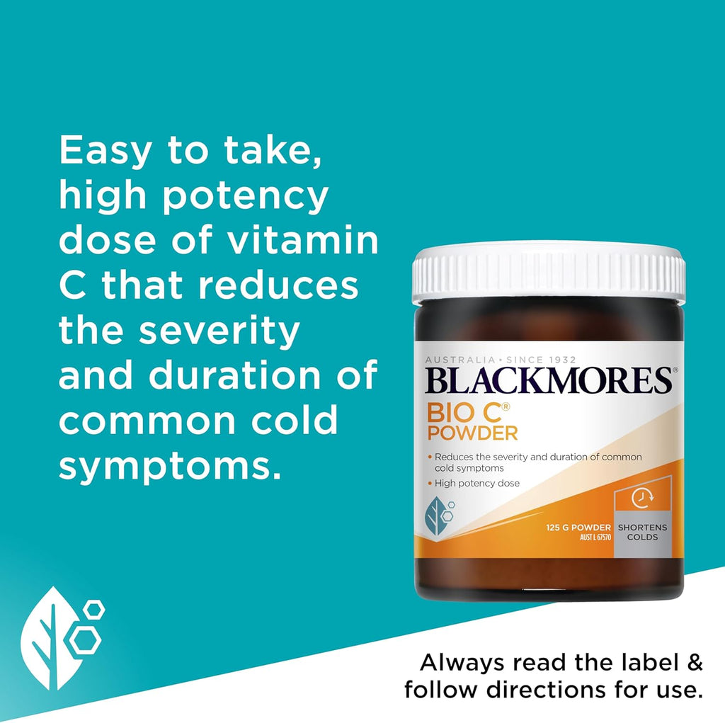 Blackmores Bio C Powder | Reduces Severity & Duration of Common Cold Symptoms | 125 Grams Powder