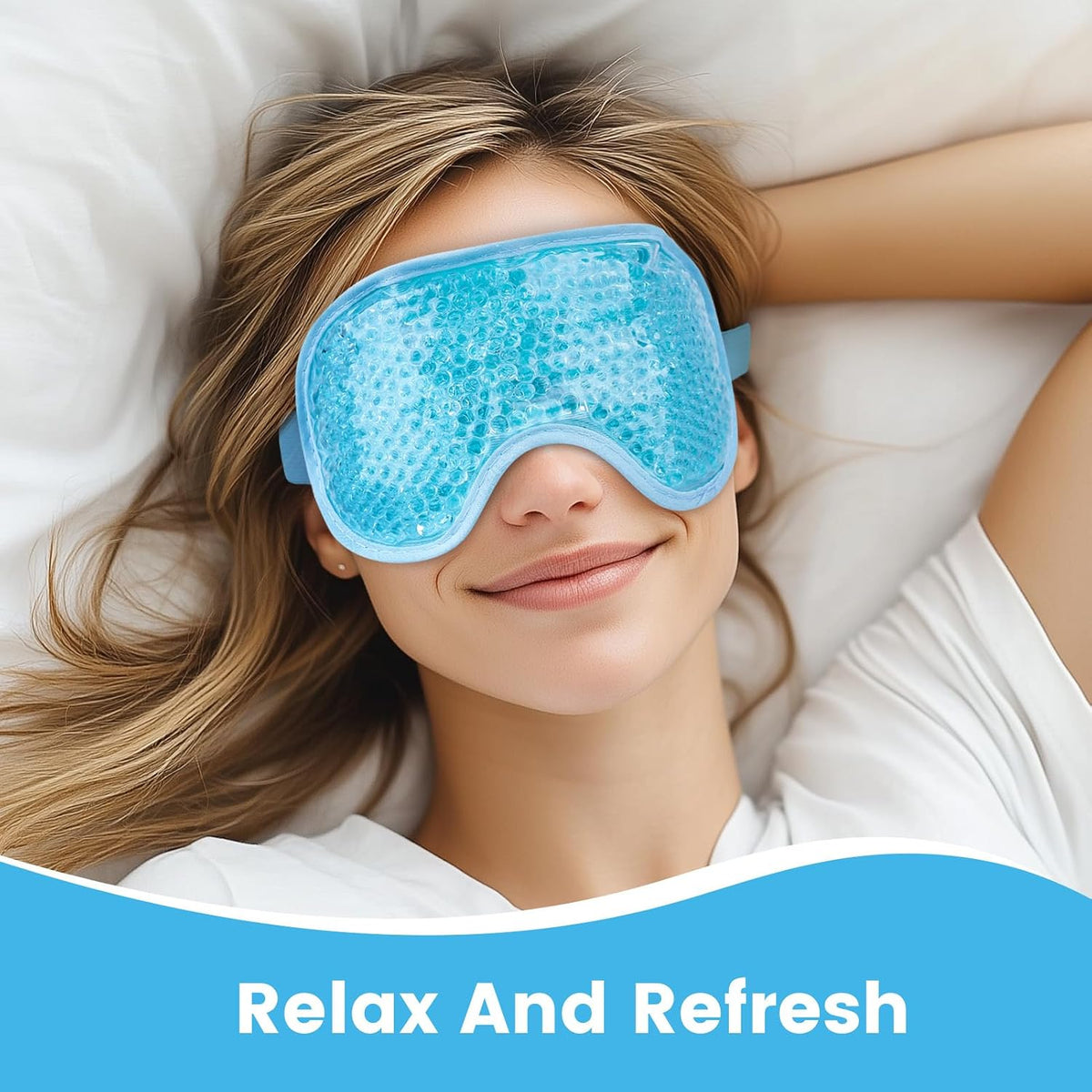 NEWGO Cooling Eye Mask for After Surgery, Reusable Gel Face Ice Pack, Blue