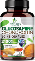 Nature's Nutrition Glucosamine Chondroitin MSM Capsules - Triple Strength Joint Health Support Supplement with Turmeric & Boswellia - Joint Flexibility Support Easy to Swallow Capsules - 60 Count