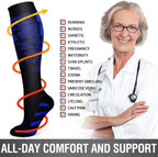 6 Pack Copper Compression Socks for Women and Men Circulation-Best Support for Medical,Running,Nursing,Athletic