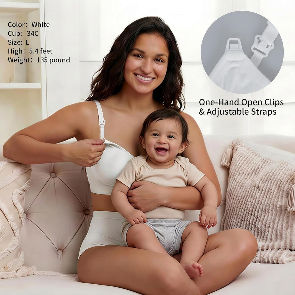 Under Control Nursing Bra 4-Pack - Wireless Maternity & Sleep Bra with Removable Pads - Comfortable Breastfeeding Bra (S-2XL)