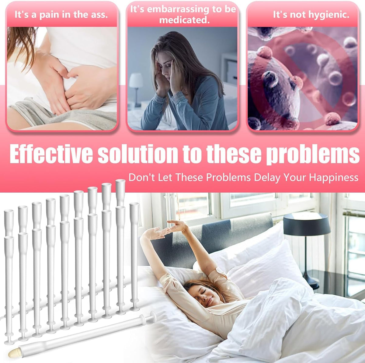 Suppository Applicator, 20 Pcs Vaginal Cream Applicator, Disposable Vaginial Applicators for Most Boric Acid Suppositories, Pills, Tablets and Size 0 and 00 Capsules, Individually Wrapped