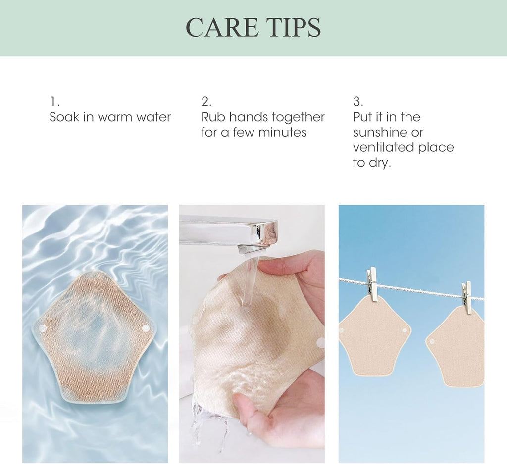 MQUPIN Reusable Sanitary Towels, 5pcs Washable Cloth Pads Sanitary Towel Organic Cotton, Sanitary Pads Cotton Period Pads Pantiprotectores Design Anti-Leak Women