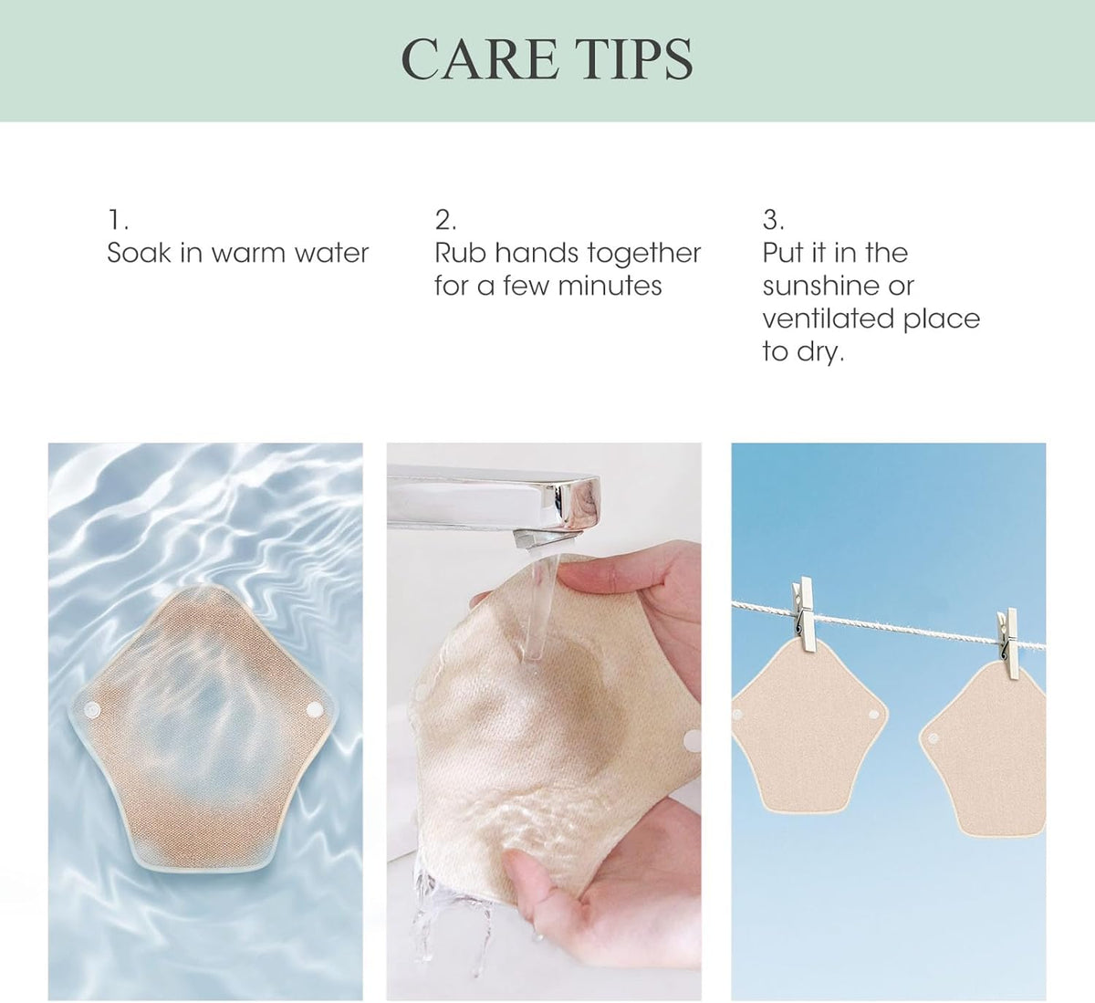 MQUPIN Reusable Sanitary Towels, 5pcs Washable Cloth Pads Sanitary Towel Organic Cotton, Sanitary Pads Cotton Period Pads Pantiprotectores Design Anti-Leak Women