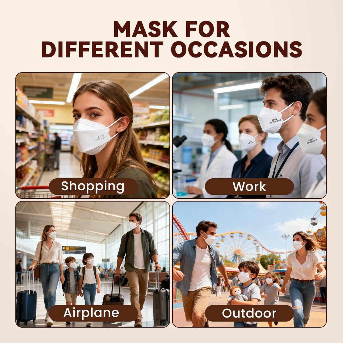 Edith qi KN95 Face Masks for Adults, 50 PCS, 5-Ply Disposable Masks