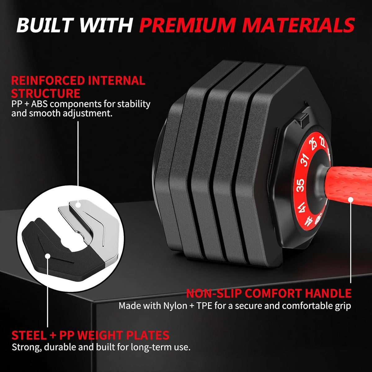 Adjustable Dumbbell Set Pair 25 lb or 50 lb, Adjustable Dumbbells 10-in-1 Free Weight Set, 1-Second Dial Weight Adjustment,Space-Saving Design with Storage Base, Home Gym Strength Training Equipment
