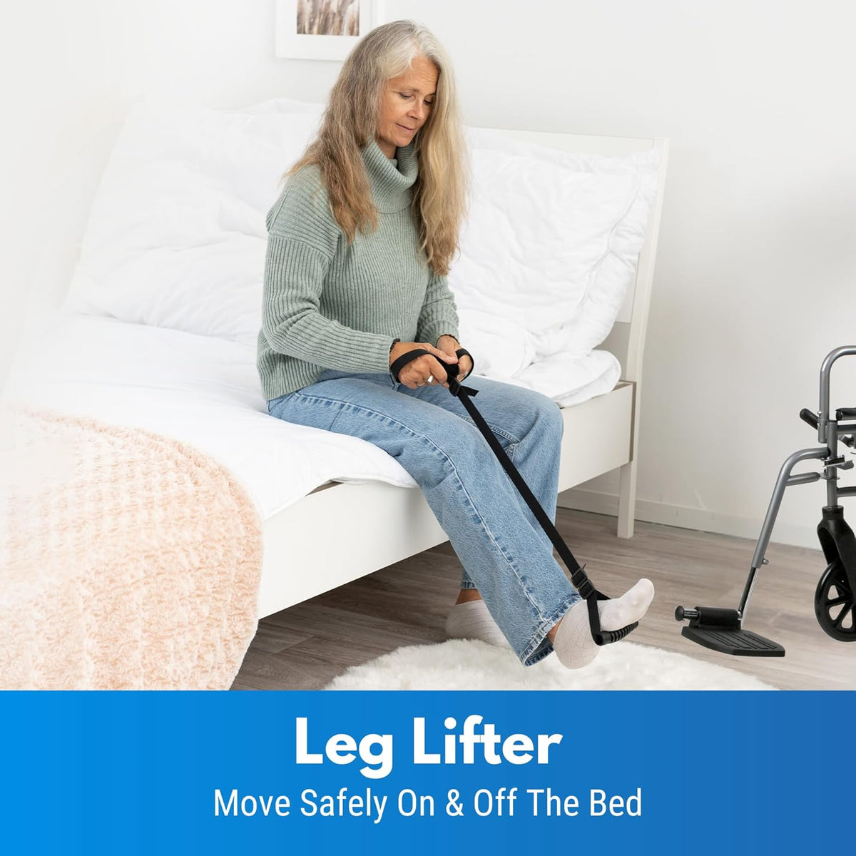 Sliq 7 Pcs Hip Kit for Seniors, Total Recovery Replacement Supplies After Surgery, Hip Replacement Kit After Surgery with Ice Pack, Grabber Tool, Leg Lifter, Sock Aid, Waterproof Bandages