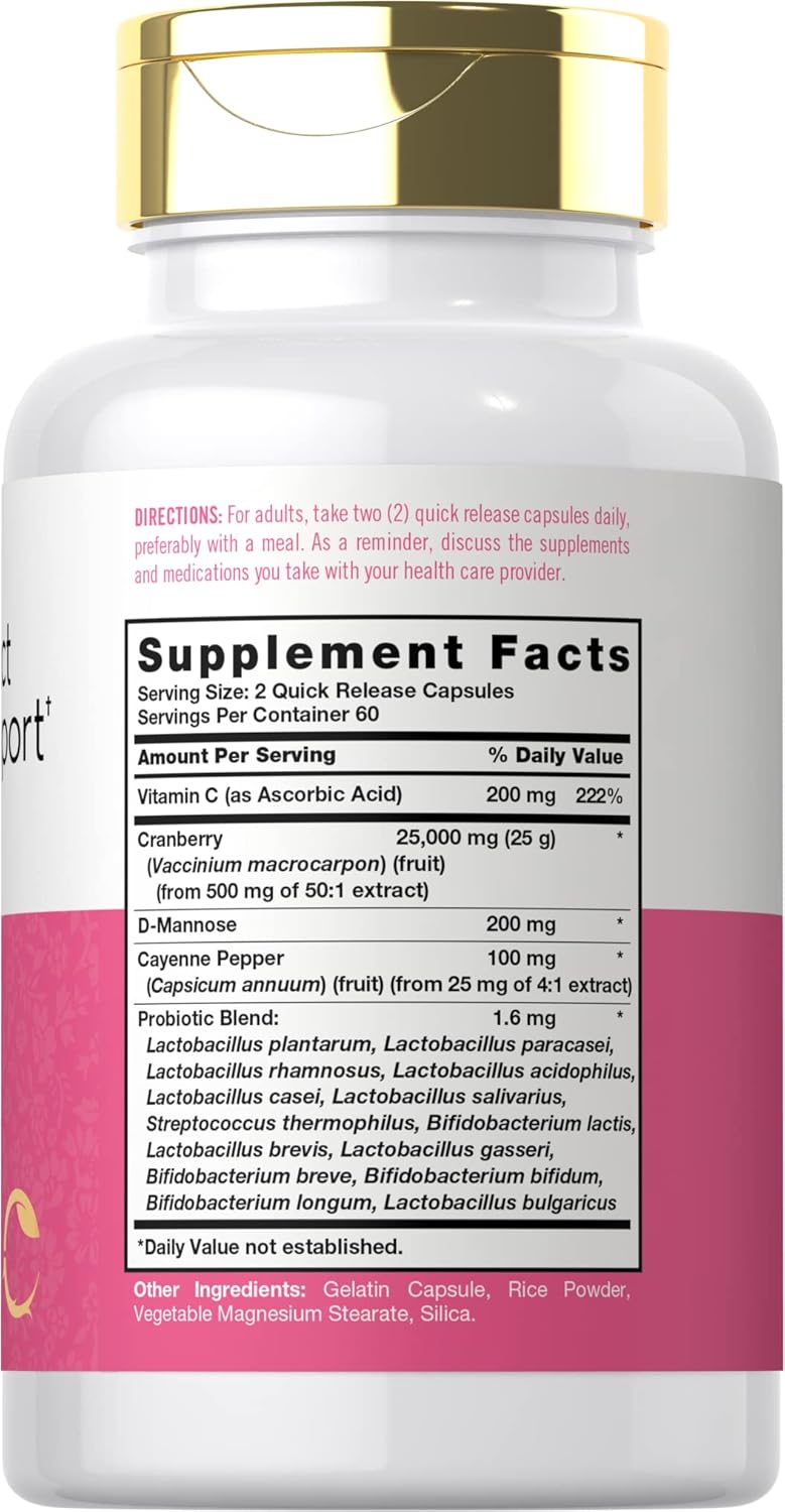 Carlyle Urinary Tract Health for Women | 120 Capsules | Relief for Women | with D-Mannose, Cranberry Complex & Probiotics | Non-GMO, Gluten Free