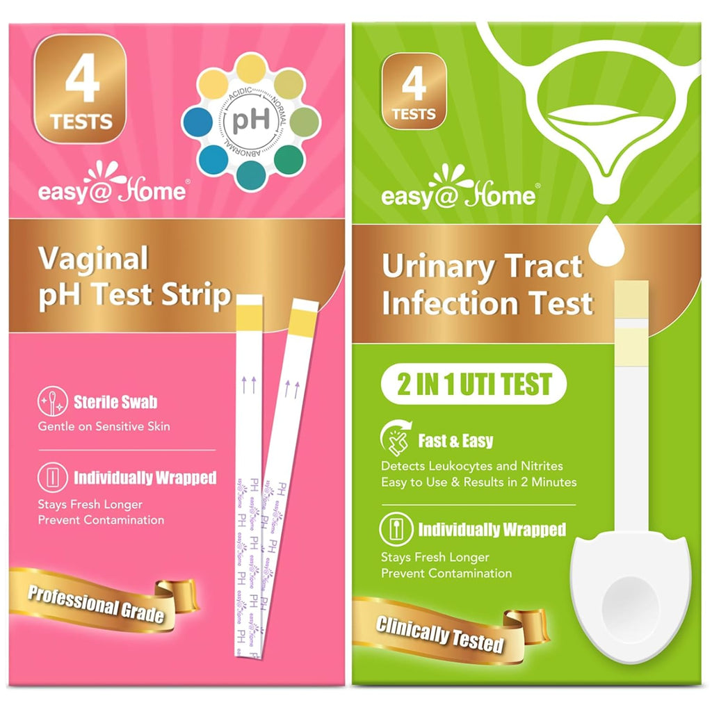 Easy@Home Vaginal pH Test Strips & UTI Test Kits (8 Pack): Yeast Infection, BV, UTI Tests for Women, Fast Accurate Results, 4 Urinary Tract Infection & 4 Feminine pH Health Tests