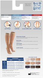 Truform Sheer Compression Stockings, 15-20 mmHg, Women's Knee High Length, Open Toe, 20 Denier, Medium