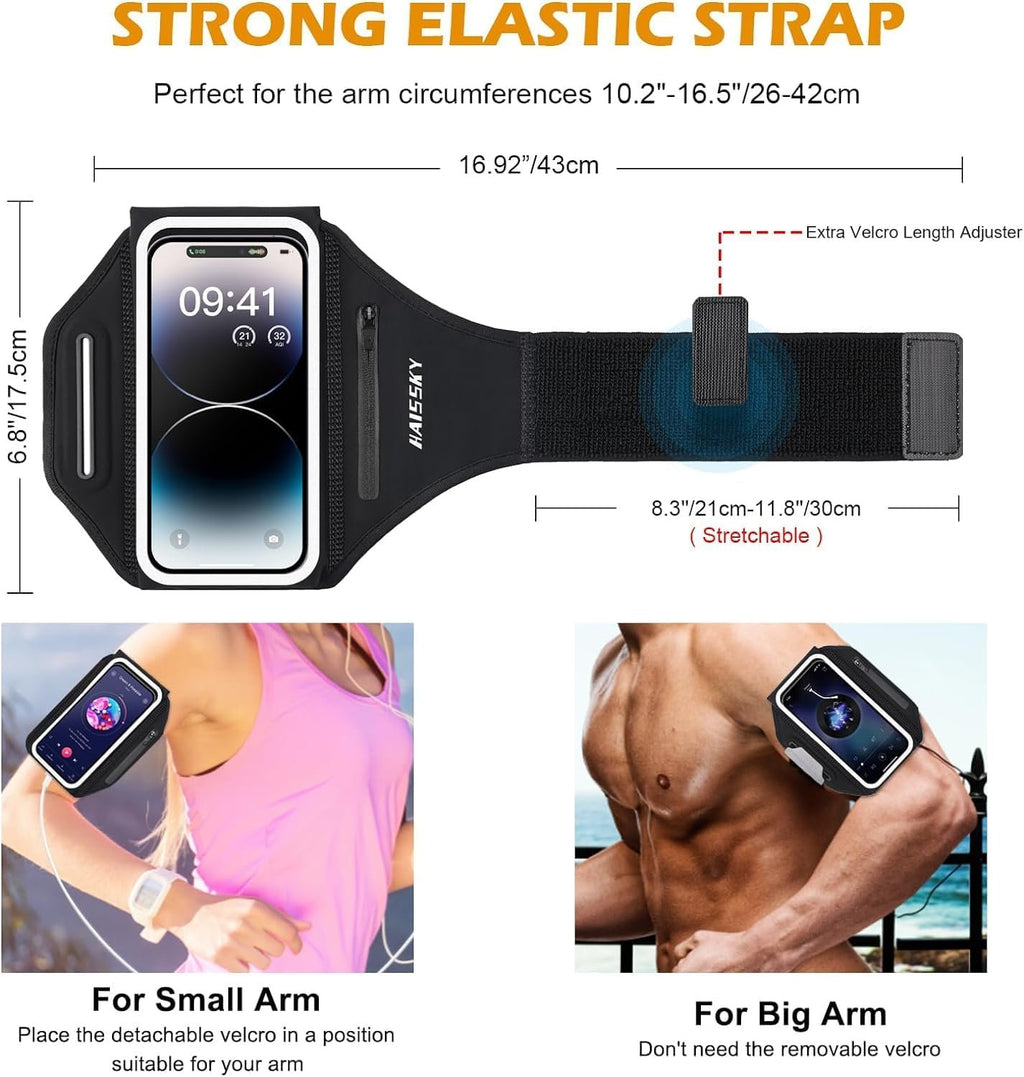 Running Armband 3D Design Sweat Resistant Running Phone Holder Up to 6.9"