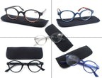 Round Reading Glasses for Women Men Classic Circular Readers +2.50 Stylish Lightweight Cheaters Glasses Spring Hinges 5 Pack