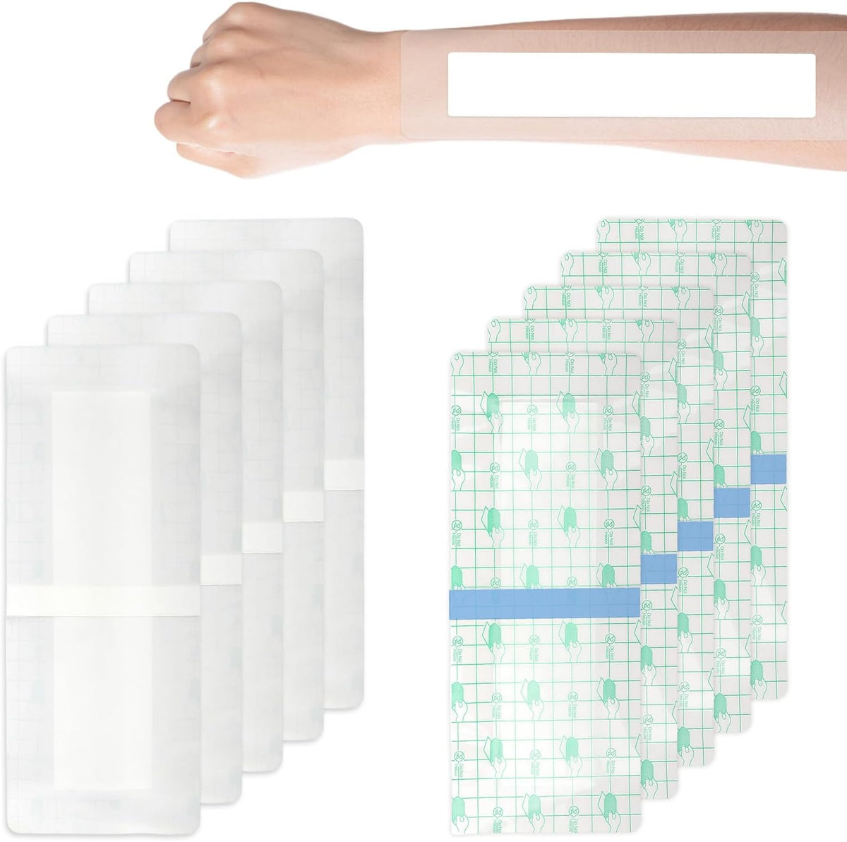Large Sterile Wound Dressing Pads, 10 Pcs of 10x25cm Large Waterproof Adhesive Bandages, Absorbent Non-Woven Gauze for Post-Surgical Care C-Section Recovery Waterproof Wound Dressings for Secure Healing