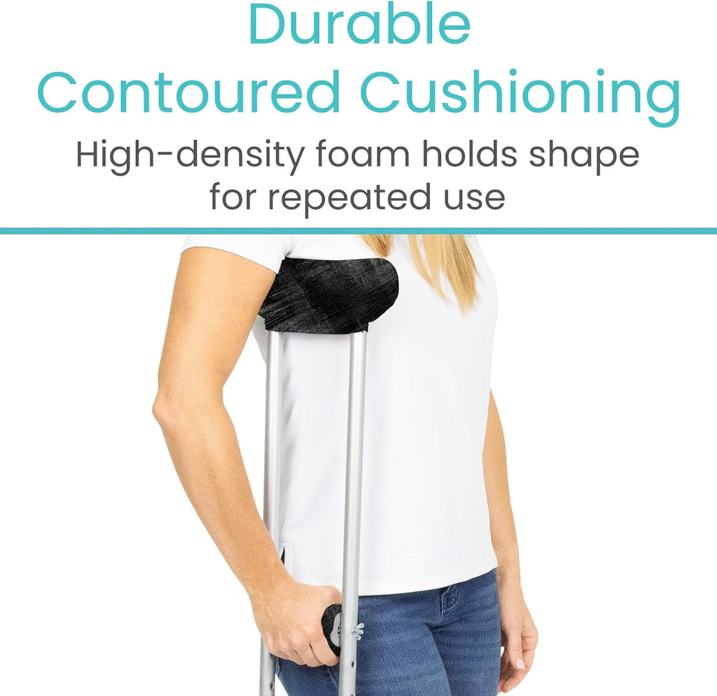 Vive Premium Crutch Pads & Hand Grips - Comfortable, Breathable | Machine Washable Padding - Moisture Wicking & Odor Reducing Pillow Accessory Covers for Adult & Youth Walking Crutches