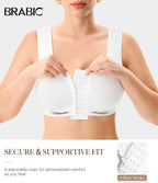 BRABIC Women Front Closure Post Surgery Compression Everyday Bras for Mastectomy Support with Adjustable Straps Wirefree