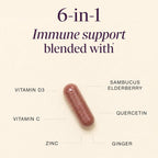 Elderberry Vitamin C and Zinc Capsules with D3 and Quercetin, 120 Count | 6-in-1 Immune Support Supplements For Adults, Sambucus Extract Zink Ginger USA Made in NSF GMP Certified Facility By Sandhu's