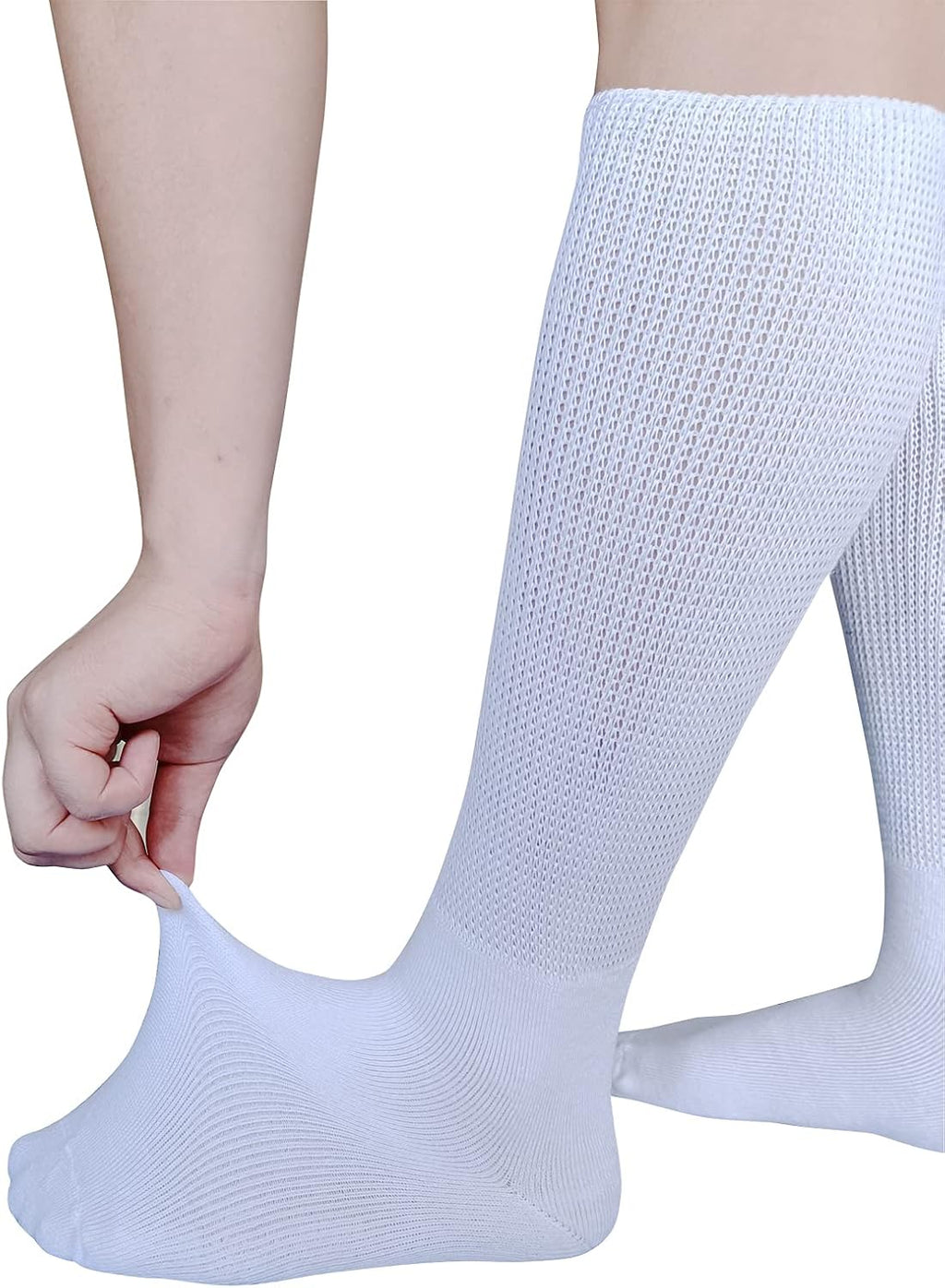 CIRZUEX Extra Wide Socks for Lymphedema Swollen Feet Leg, Bariatric Socks, Cast Boot Sock, Diabetic Non Binding Neuropathy Swelling Women Men 2 Pairs