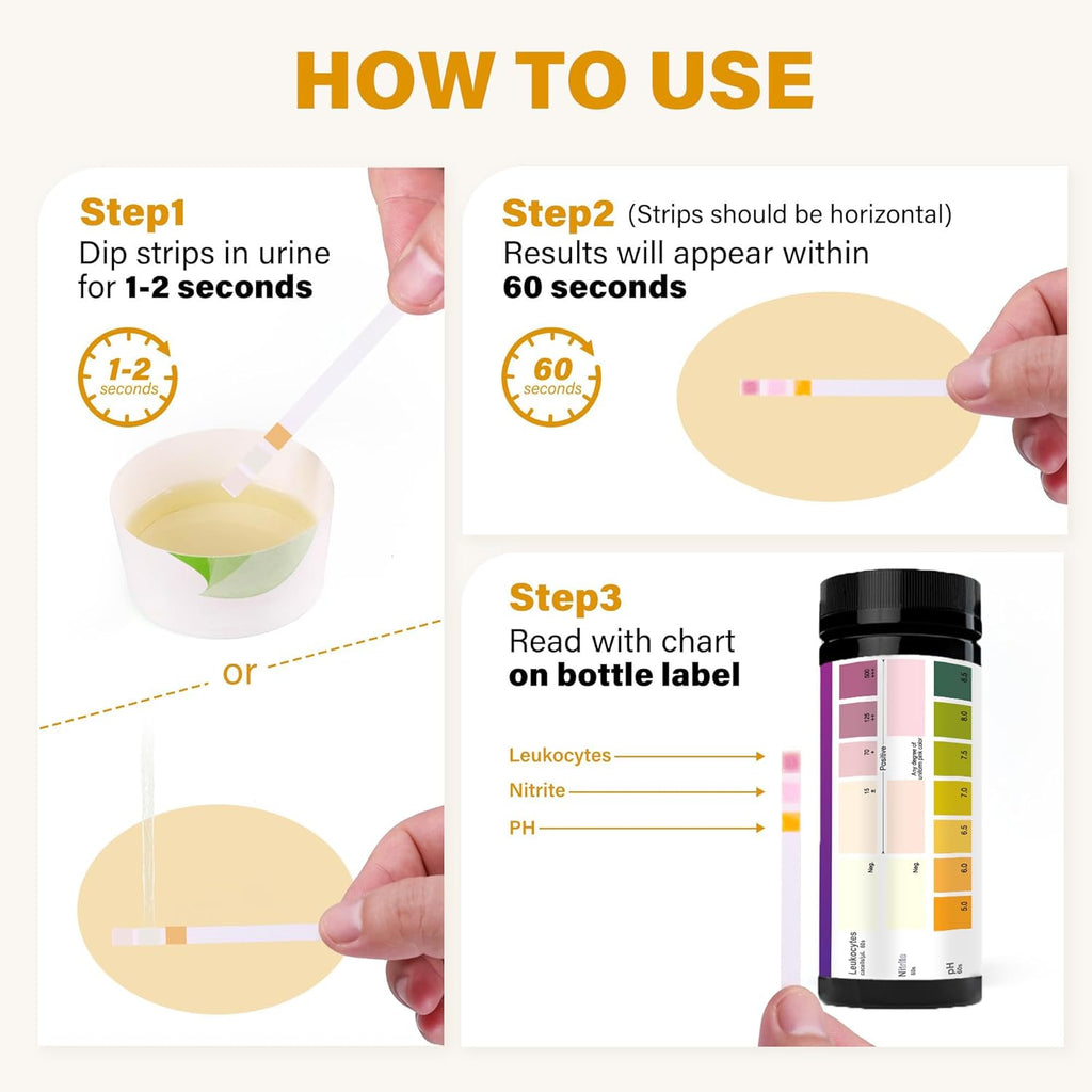 Uti Test Strips,100 Strips 3-in-1 Urinary Home Testing Kit, Fast And Accurately Reads Leukocytes, Nitrites, PH, Simple at Home Urine Test Strips
