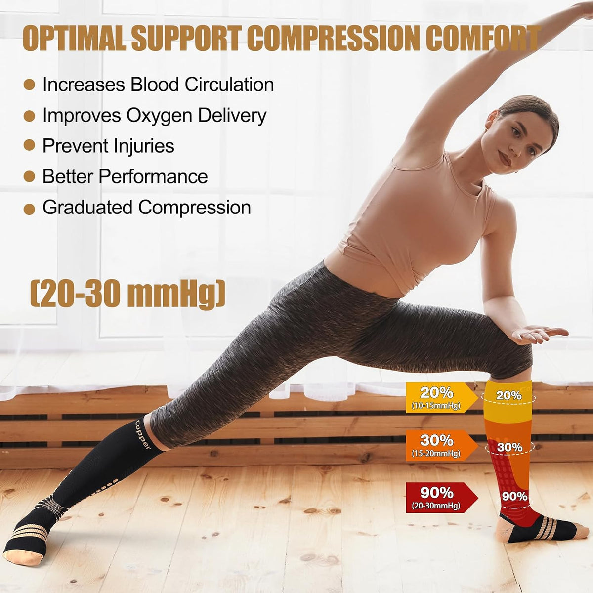 NEENCA Professional Compression Socks for Women Men Circulation, 20-30 mmHg | Copper Infused Fiber, Patented Massage Dots Design, Medical Sock for Pain Relief, Swelling, Nurse, Travel, Flight, Daily Wear
