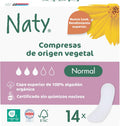 Naty Normal Pads without Wings | 100% Certified Organic Cotton in Contact with Skin | Certified Safe | Unscented, 0% Conventional Plastic | Absorbent Protection | 14 Count
