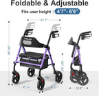 HOMLAND Foldable Rollator Walker with Seat for Seniors, 16" Enlarged Seat