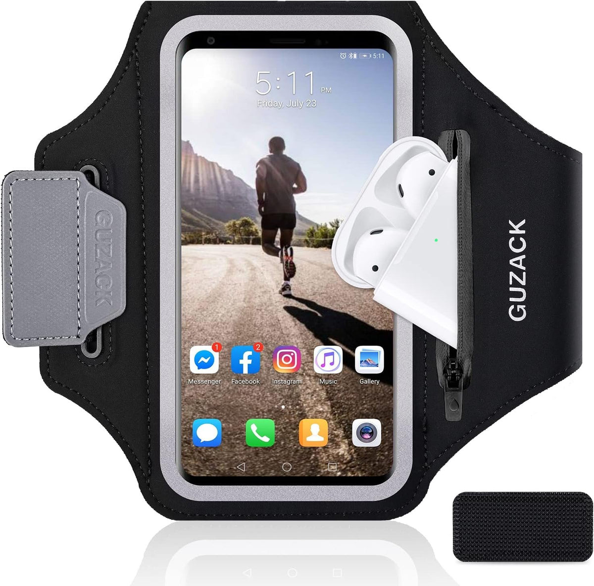GUZACK Running Armband with Zipper Pouch, Running Phone Holder,Up to 6.9" | Card Slot, Anti-Drop Buckle, Breathable, Sports Arm Holder for iPhone Galaxy, Phone Holder for Running Gym Workouts Jogging