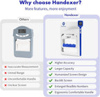 Digital Grip Strength Tester, 265 lb Hand Dynamometer, White | 265 lb Capacity; 0.2 lb Accuracy; Backlit LCD; Adjustable Grip; FDA Registered; 2-Year Warranty
