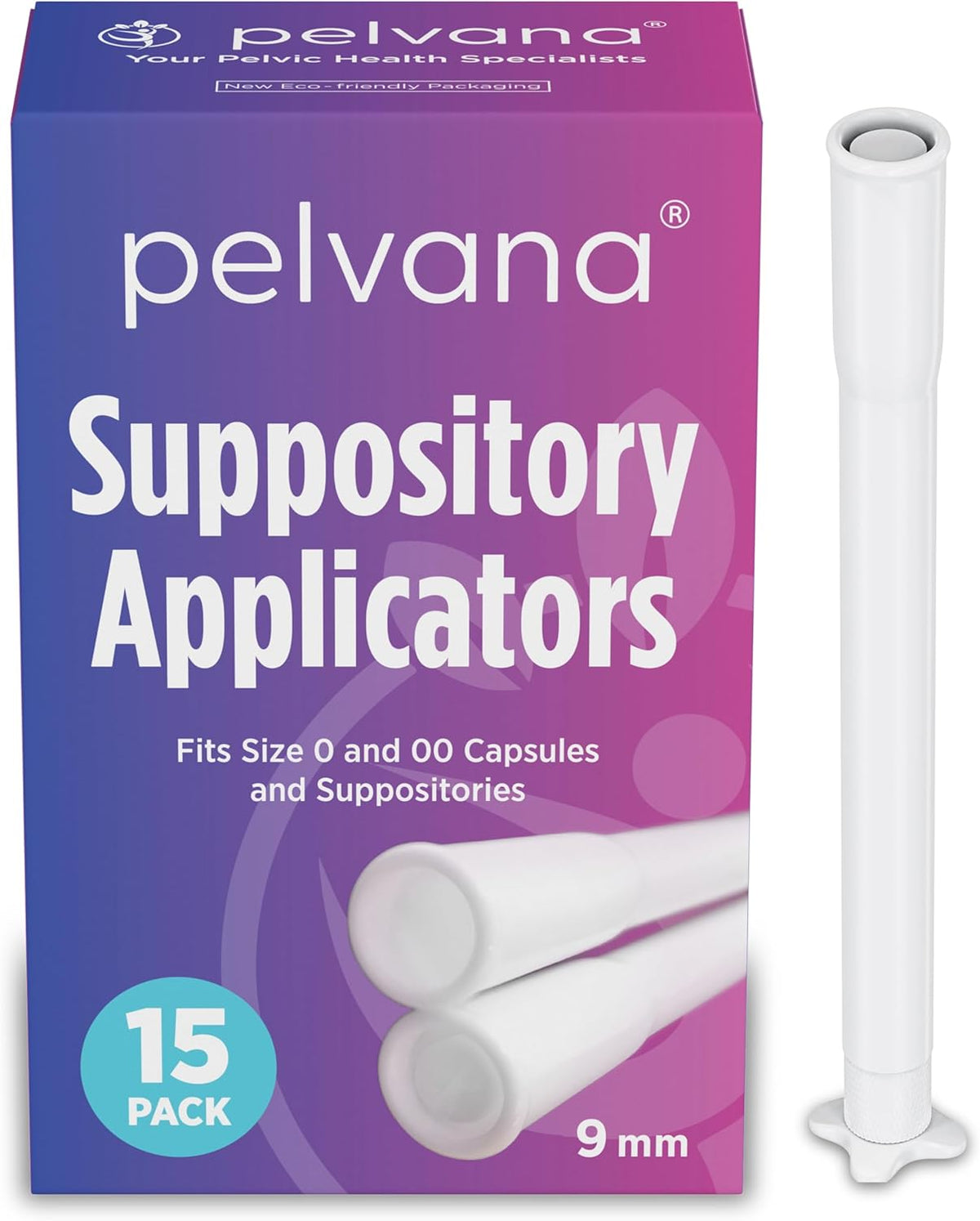 Pelvana Suppository Applicators, 15 Pack, 9mm Wide, Fits Size 0 and 00 Capsules