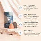 Saalt Soft Menstrual Cup – Reusable Period Cup – Made for Comfortable, Leak-Free Protection Up to 12 Hours – BPA & Latex Free – Includes Cup & Carry Bag (Regular Grey/Small Desert Blush)