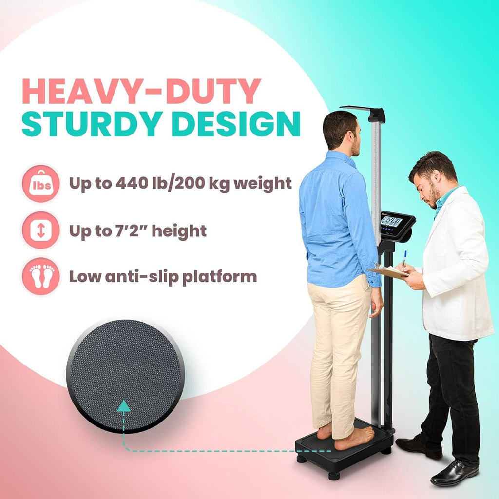 Medical Scale 440 lb Digital BMI Body Weight with Height Measurement