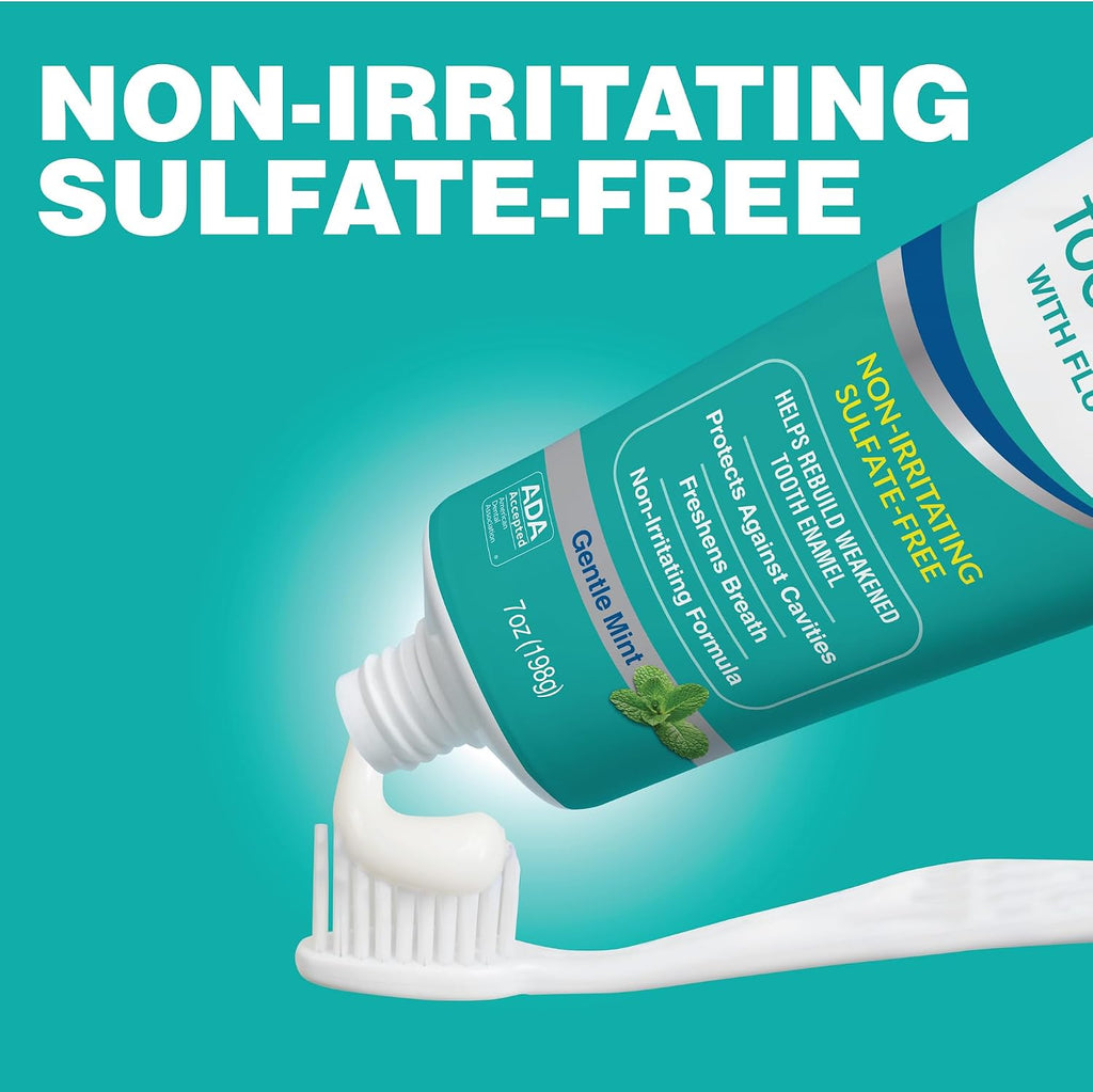 CloSYS SLS Free Toothpaste with Fluoride, 7 Ounce, 2 Pack, Gentle Mint